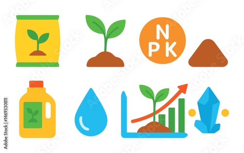 Gardening and agriculture icons set – flat, filled, farming and plant growth symbols