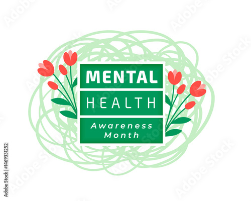 mental health care awareness background with floral design