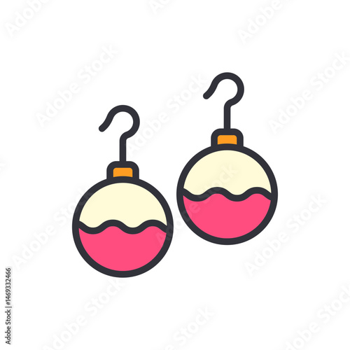 Earrings depiction with orbicular gems, a simple elegant embellishment