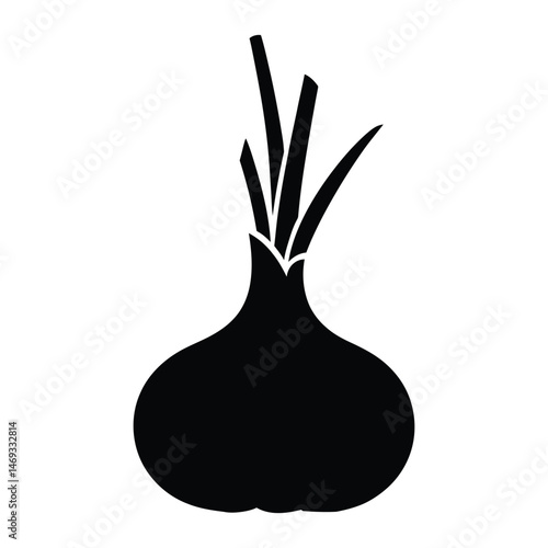 Siberian Garlic Silhouette, Vector, Illustration, Icon, Logo, White Background.