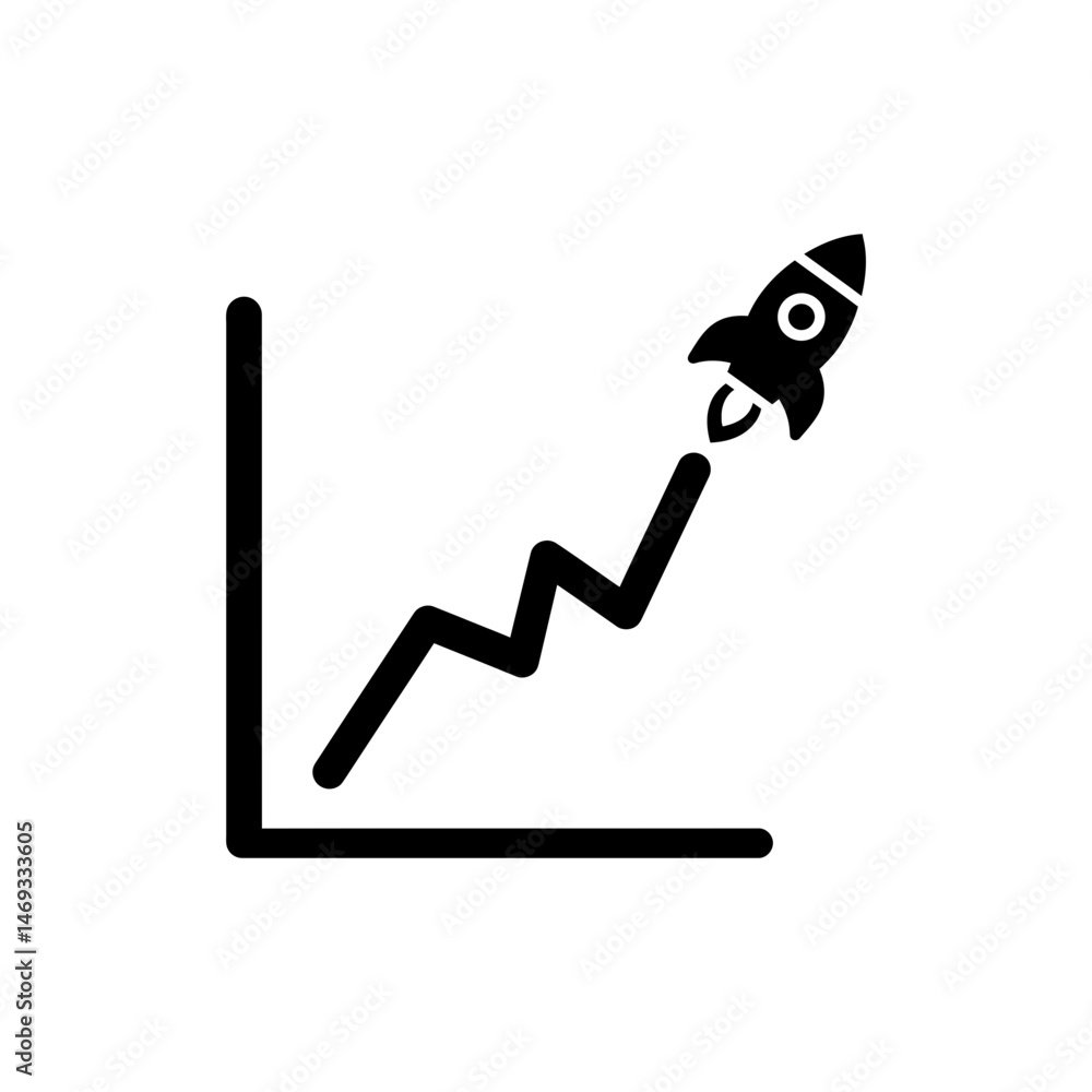 Obraz premium Path Chart with Rocket Pointer - Project Progress and Milestone Icon