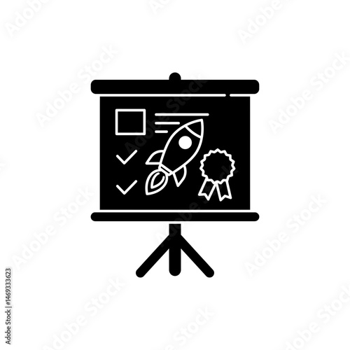 Plan Board with Rocket Badge, Representing Fast-Paced Project Planning and Growth