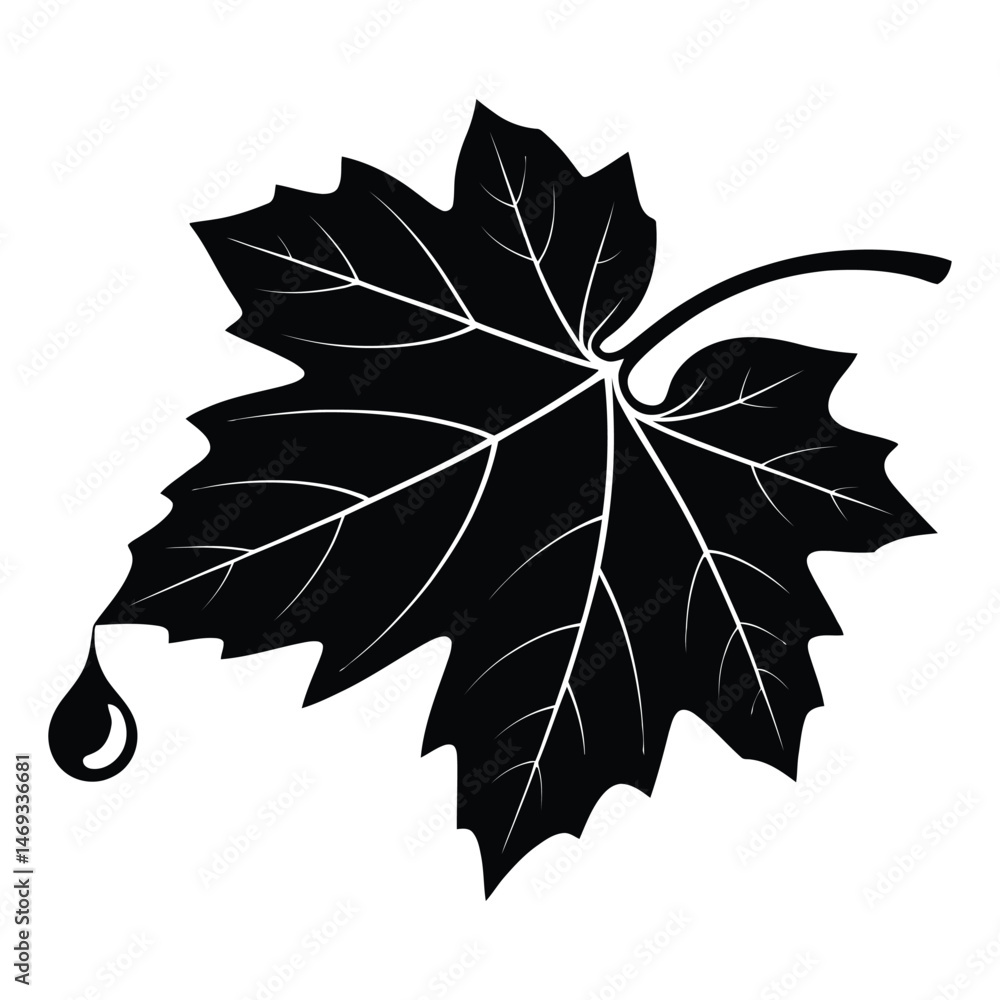 Fototapeta premium Halloween Pumpkin Leaf Silhouette, Vector, Illustration, Icon, Logo, White Background.