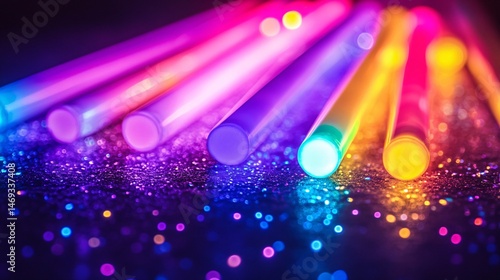 cool glow sticks above a party floor background