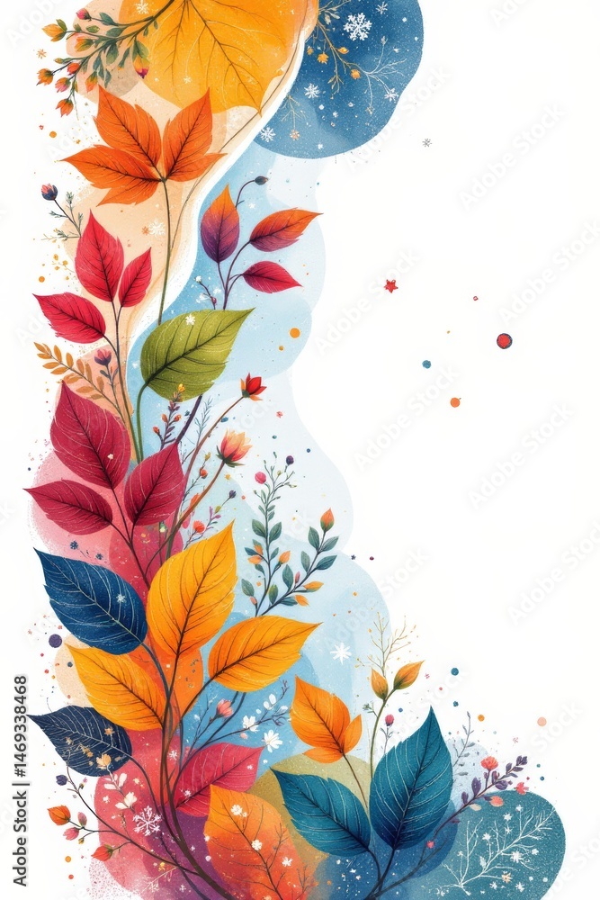 Autumn Leaves Watercolor Floral Design