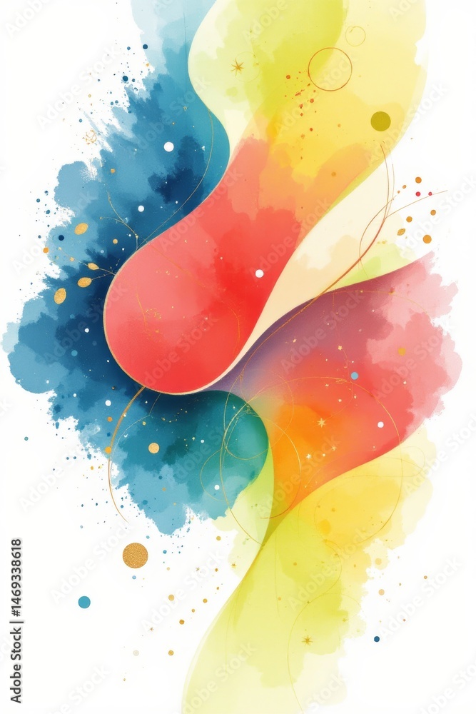 Abstract Watercolor Shapes on White