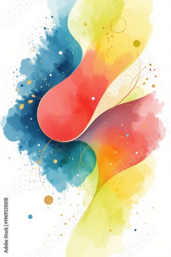 Obraz na płótnie Abstract Watercolor Shapes on White w salonie