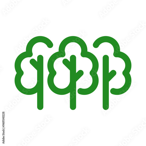 Minimalist Green Tree Icon Illustration