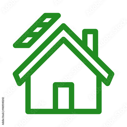 Green House With Solar Panel Icon