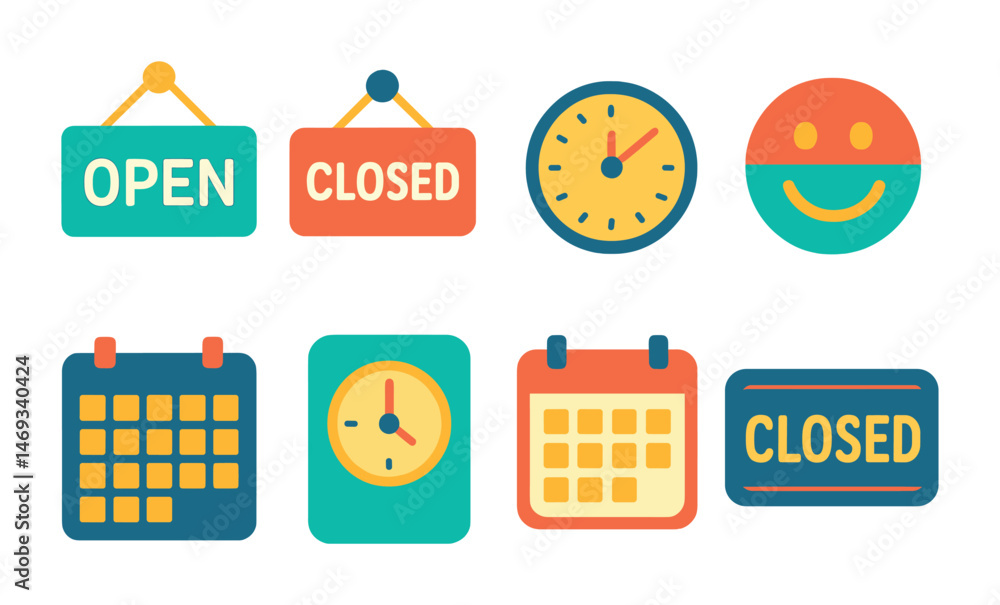 Naklejka premium Business and office icons set – flat, filled, professional and corporate symbols