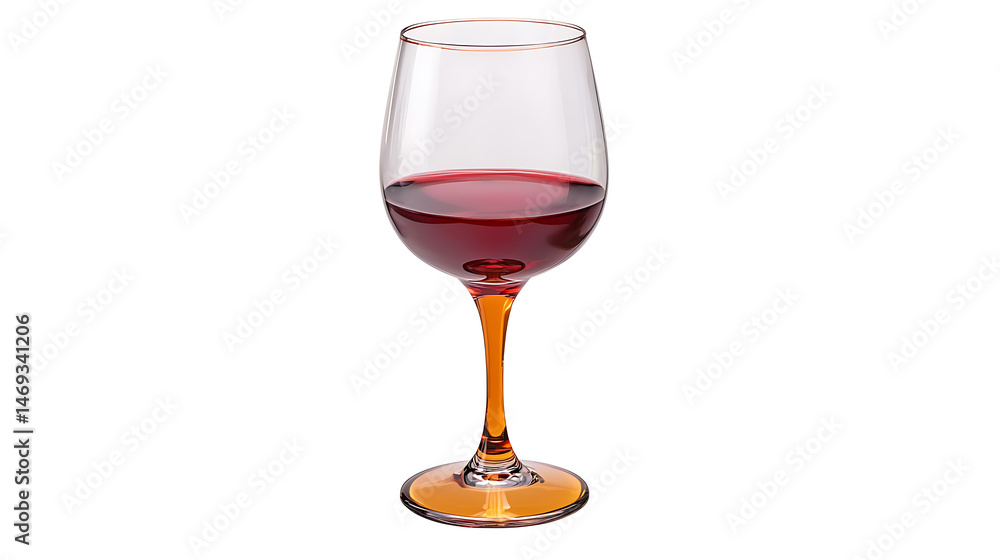 A wine glass with a yellow stem and a red wine in it A wine glass with a yellow stem and a red wine in it