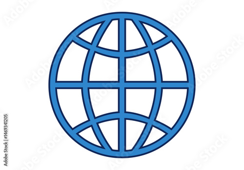 Icono azul de planeta o internet global