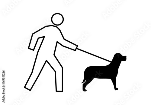 Icono negro de persona paseando perro como mascota