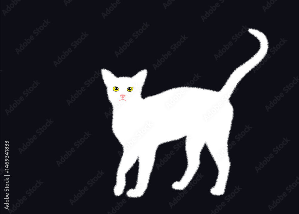 Cute friendly white cat. Vector illustration. Cute friendly white cat. Vector illustration.