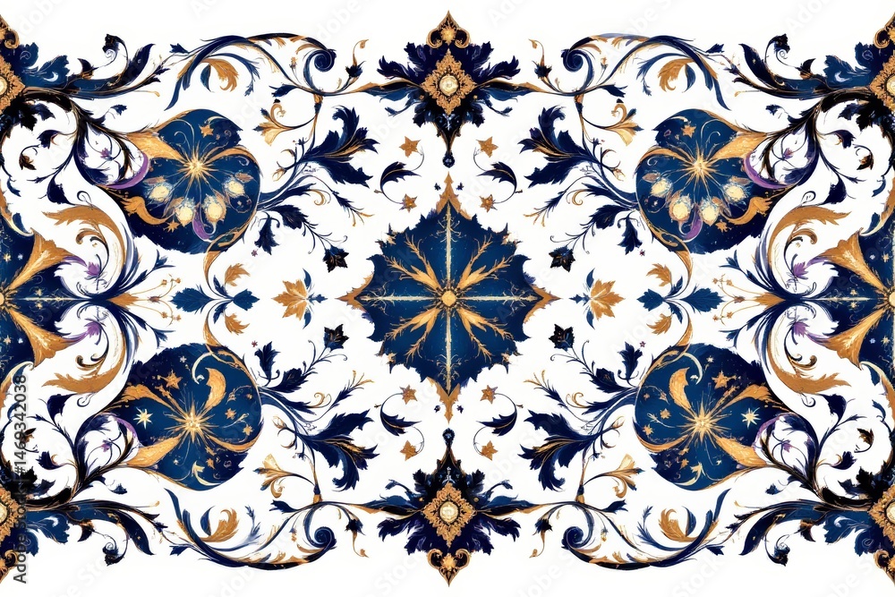 Ornate Floral Pattern with Gold Accents