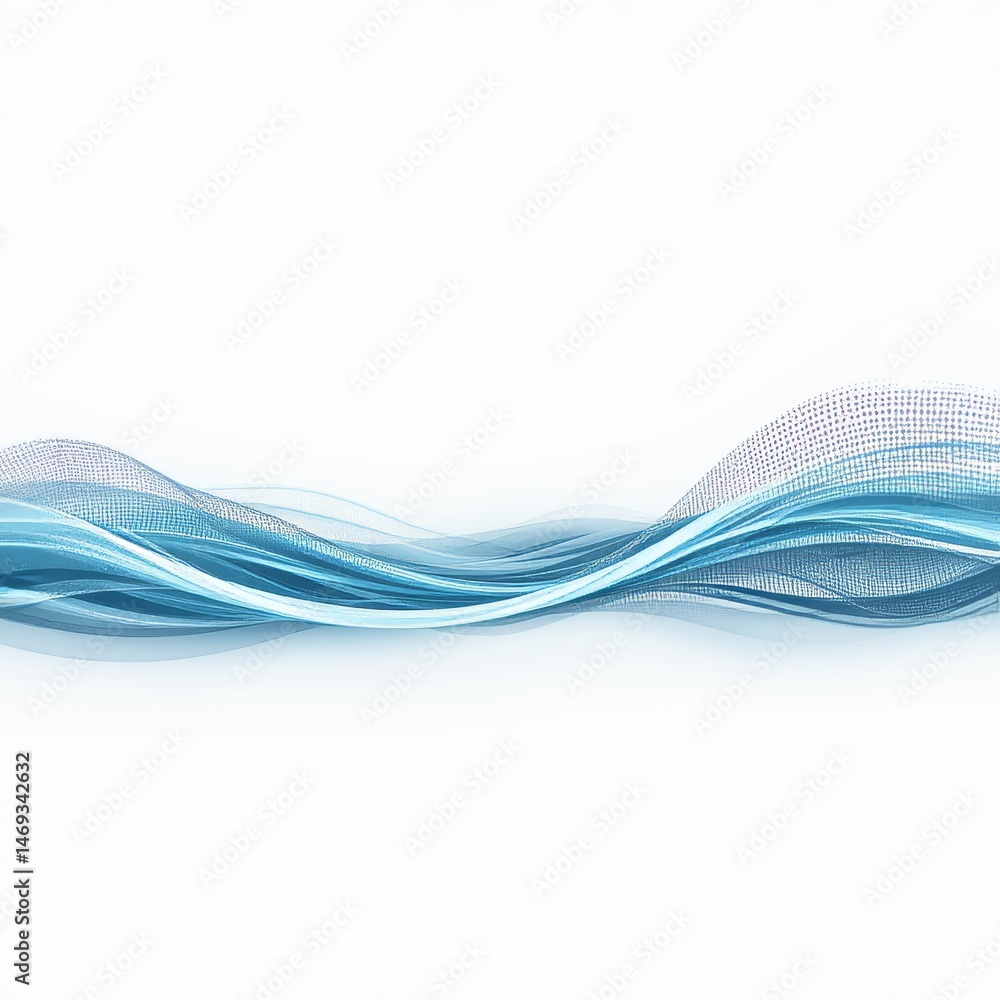 Abstract Blue Wave Pattern on White