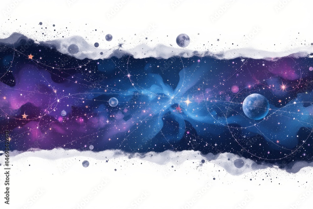 Cosmic Galaxy with Stars and Planets