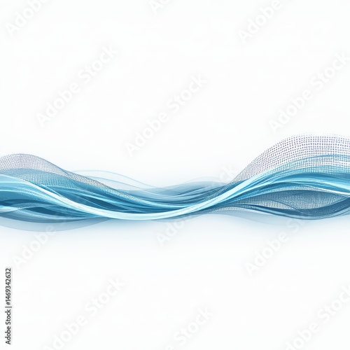 Obraz na płótnie Abstract Blue Wave Pattern on White w salonie