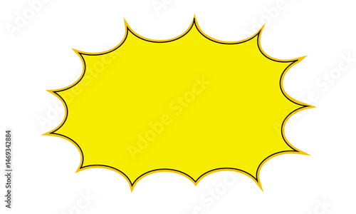 starburst yellow speech bubbles or baloon for comic design illustration. Comic burst, bursting star sticker, vector boom or explotion. communication concept 