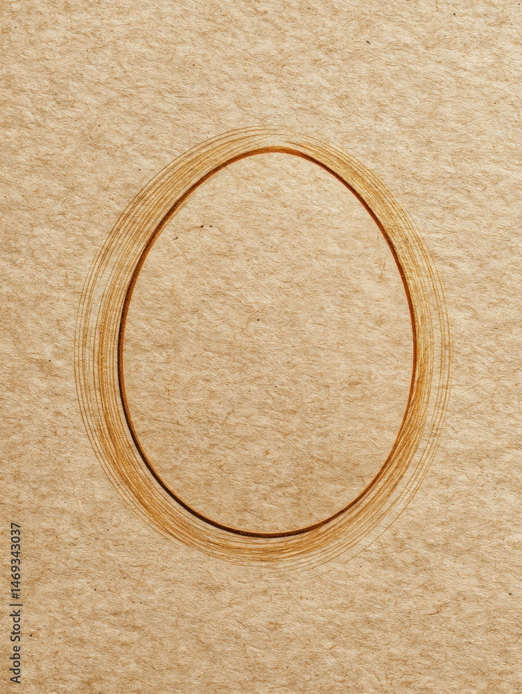 Crafted Kraft Paper Texture Featuring an Outlined Egg Shape for Creative Design Projects Generative AI