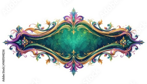 Obraz na płótnie Ornate Decorative Banner with Floral Accents w salonie