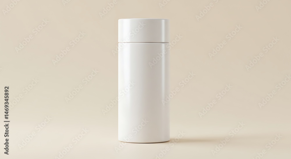 White Cylindrical Container Mockup: Clean, Minimalist Product Presentation White Cylindrical Container Mockup: Clean, Minimalist Product Presentation