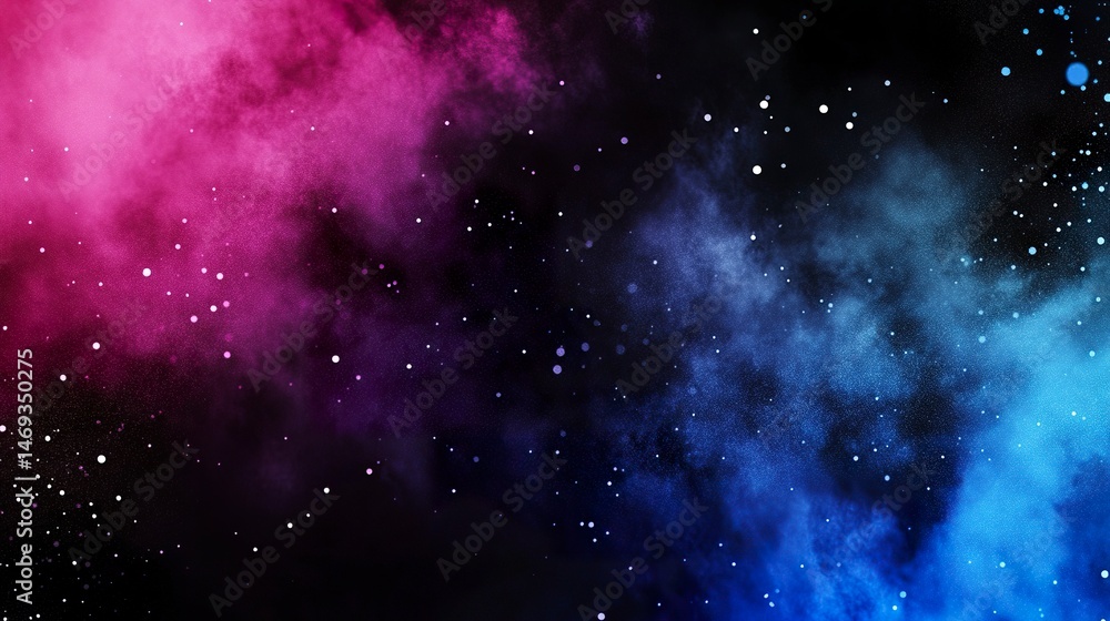 Naklejka premium A dramatic gradient blending blue, pink, purple, and black with a refined grainy effect, creating a bold and artistic abstract design for banners or posters. 