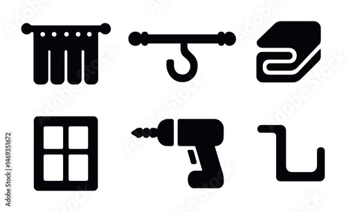 Home improvement solid icons set – tools, renovation, diy essentials