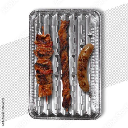 sausages on a grill