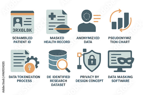 Data protection 3d icons set – privacy, security, and information safety symbols