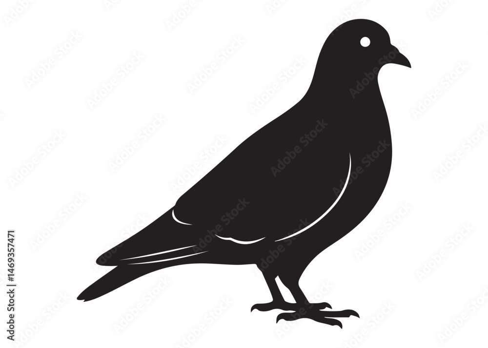 Obraz premium pigeon logo silhouette vector, beautiful dove bird logo icon vector, pigeon bird logo silhouette, silhouette of a pigeon logo icon vector of a pigeon design on white background
