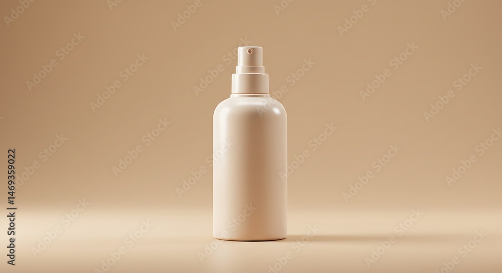 Beige Spray Bottle Product Mockup on Neutral Background Beige Spray Bottle Product Mockup on Neutral Background