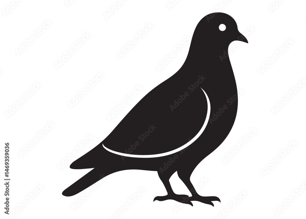 Obraz premium pigeon logo silhouette vector, beautiful dove bird logo icon vector, pigeon bird logo silhouette, silhouette of a pigeon logo icon vector of a pigeon design on white background