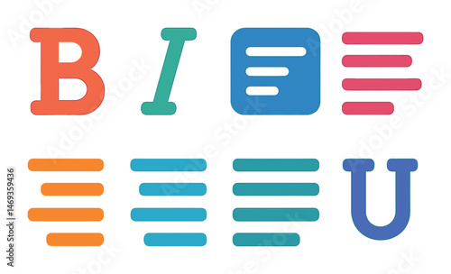 Colorful typography and text alignment design elements