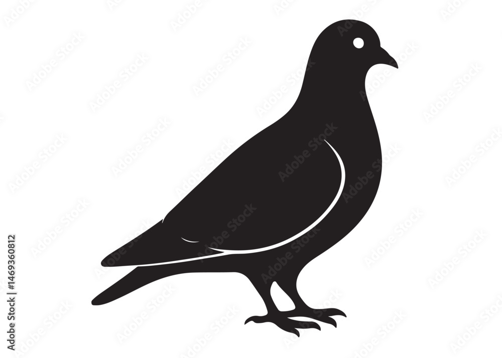 Obraz premium pigeon logo silhouette vector, beautiful dove bird logo icon vector, pigeon bird logo silhouette, silhouette of a pigeon logo icon vector of a pigeon design on white background