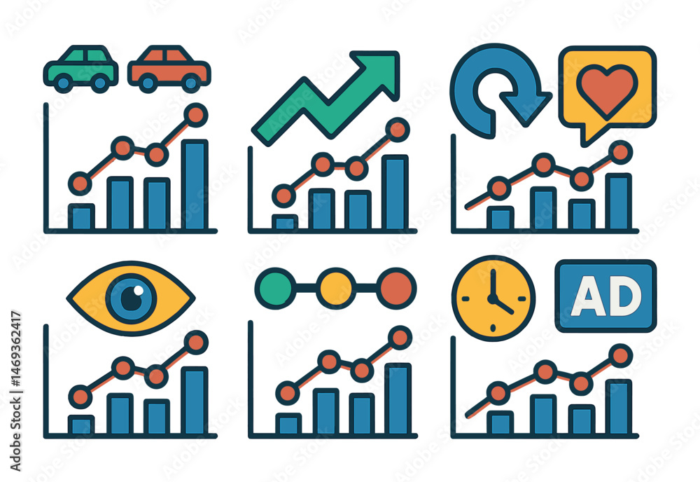 Data analysis outline icons set – chart, graph, statistics and analytics symbols Data analysis outline icons set – chart, graph, statistics and analytics symbols