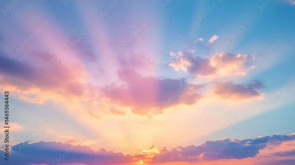 Fototapeta premium Colorful Sunset Sky Rays.