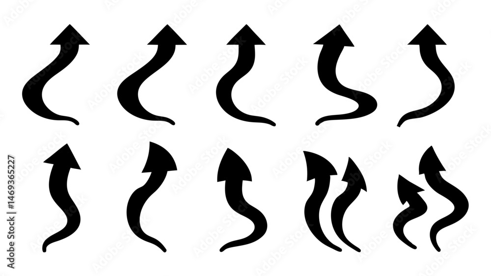 Fototapeta premium Arrow up icons. Set of curve rise increase arrows