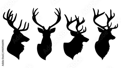 elk head silhouette collection set