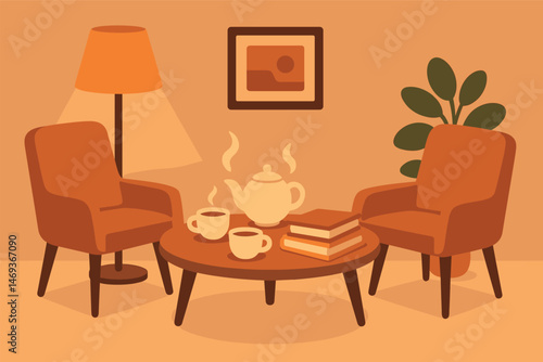 Cozy living room flat icons set – home, furniture, decor design essentials