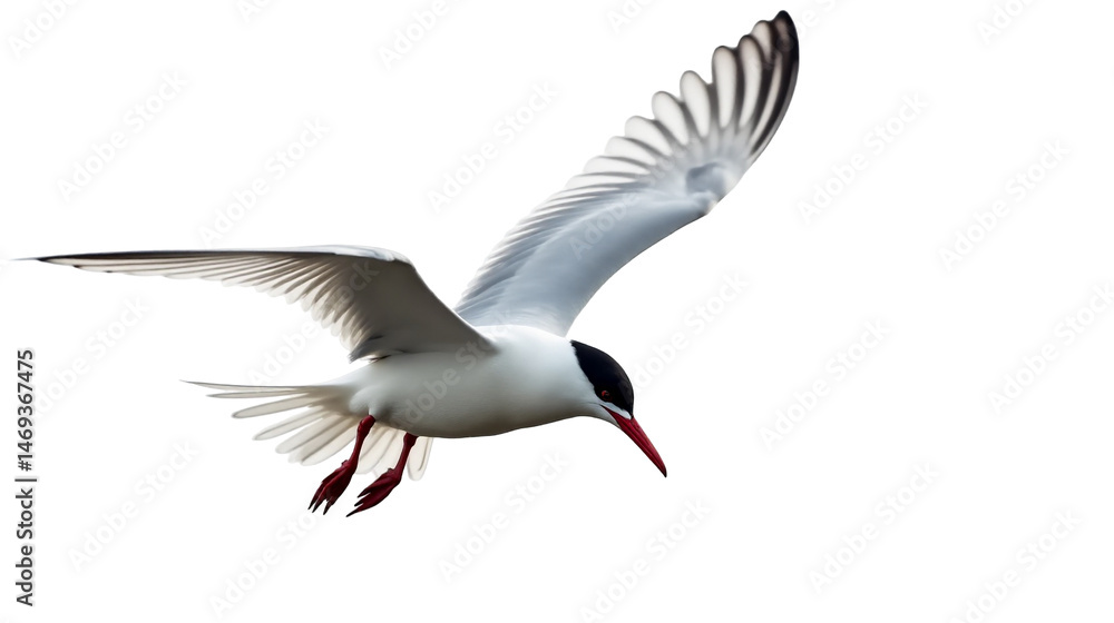 Obraz premium Elegant Arctic Tern gliding effortlessly against a white background in its natural environment
