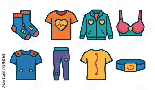 Fitness and health icons set – outline, linear, exercise and wellness symbols