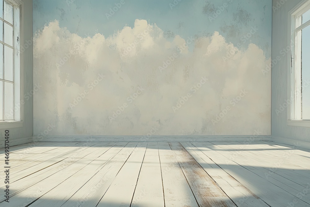 Obraz premium Empty room with sky wall