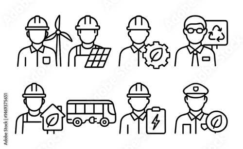 Renewable energy line icons set – sustainable, eco-friendly symbols and designs