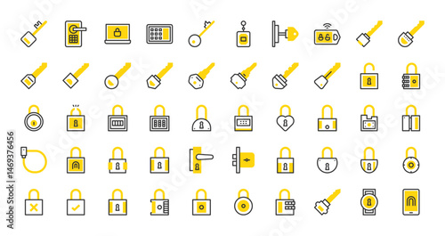 Set of Key And locks vector stroke icons. such as illustration.