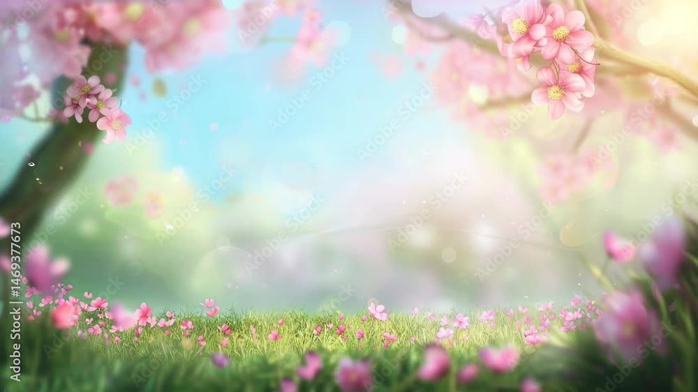 Bright Floral Meadow Under Blue Sky Bright Floral Meadow Under Blue Sky