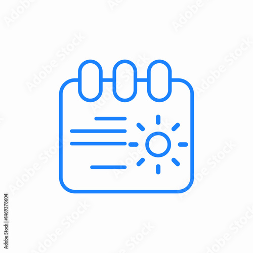 tear-off calendar with sun icon sign vector