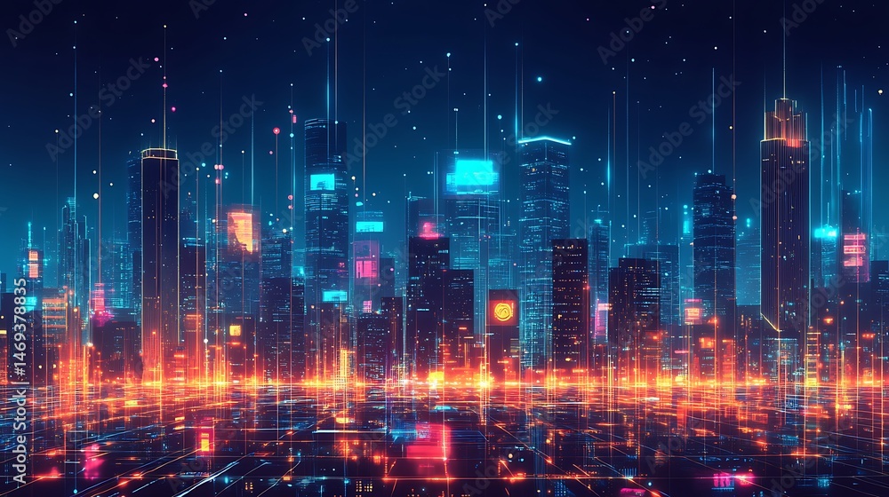 Fototapeta premium Futuristic City Nightscape.