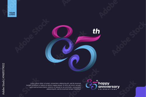 Colorful 85th Anniversary Celebration Design with Artistic Gradient Number and Dark Background