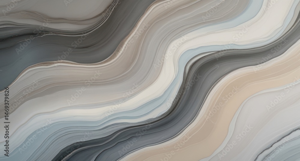 Smooth flowing abstract marble texture with beige, grey, and white layered wave patterns Smooth flowing abstract marble texture with beige, grey, and white layered wave patterns